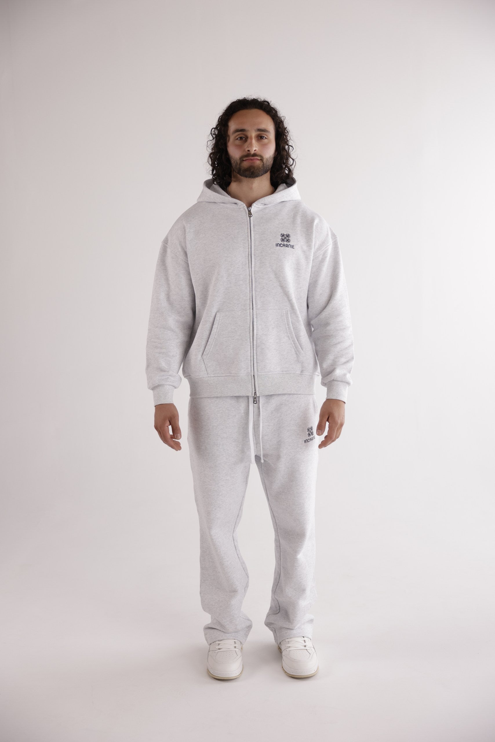 MEN'S EMBLEM ZIP HOODIE – GREY MARL