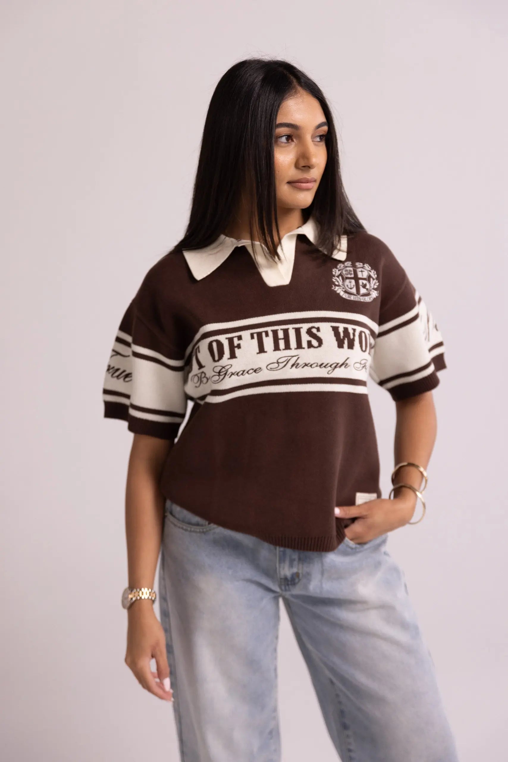トップス praying world is love womans polo Kim Polo – Praying