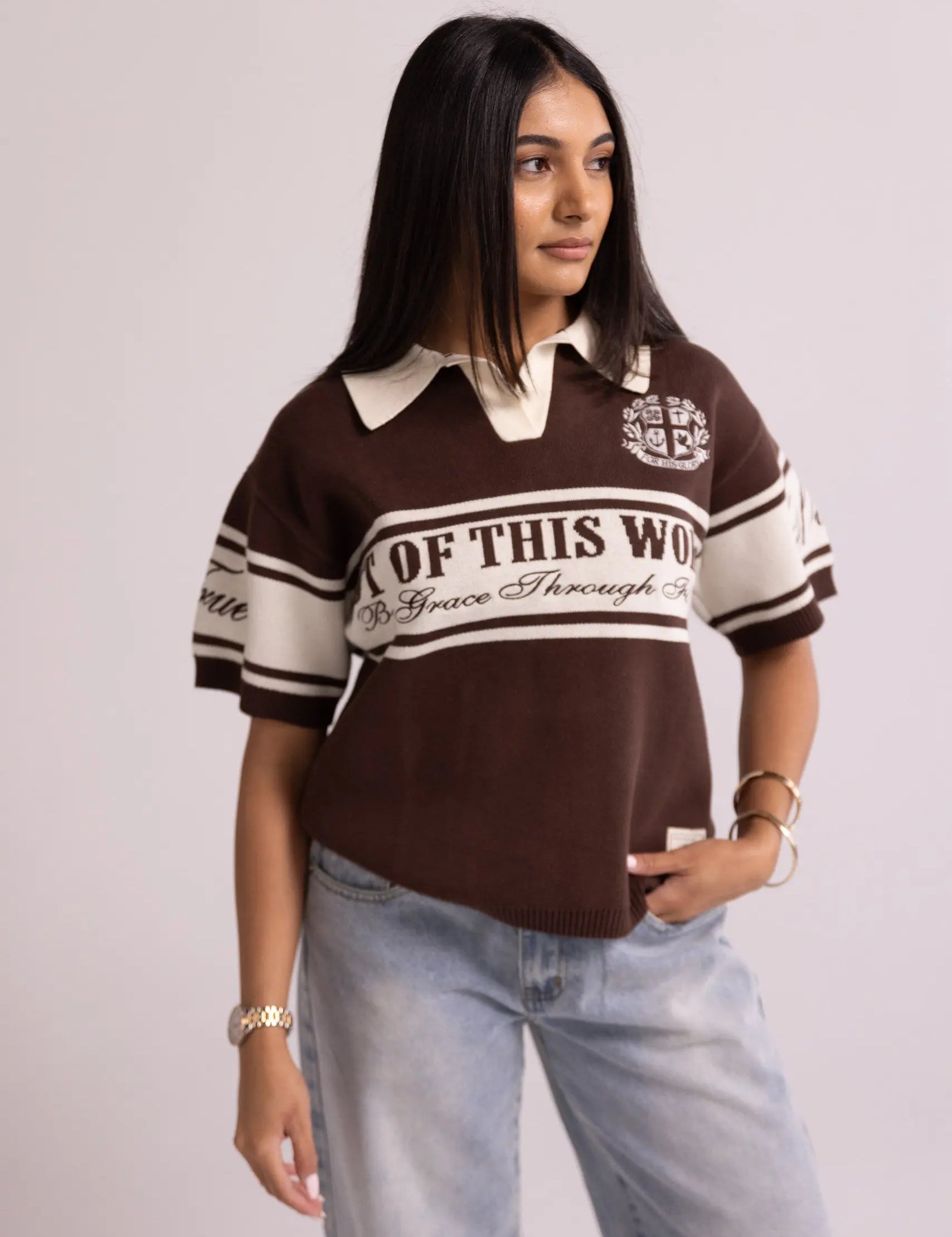 WOMEN’S “NOT OF THIS WORLD” HEAVYWEIGHT KNIT POLO Incarnie
