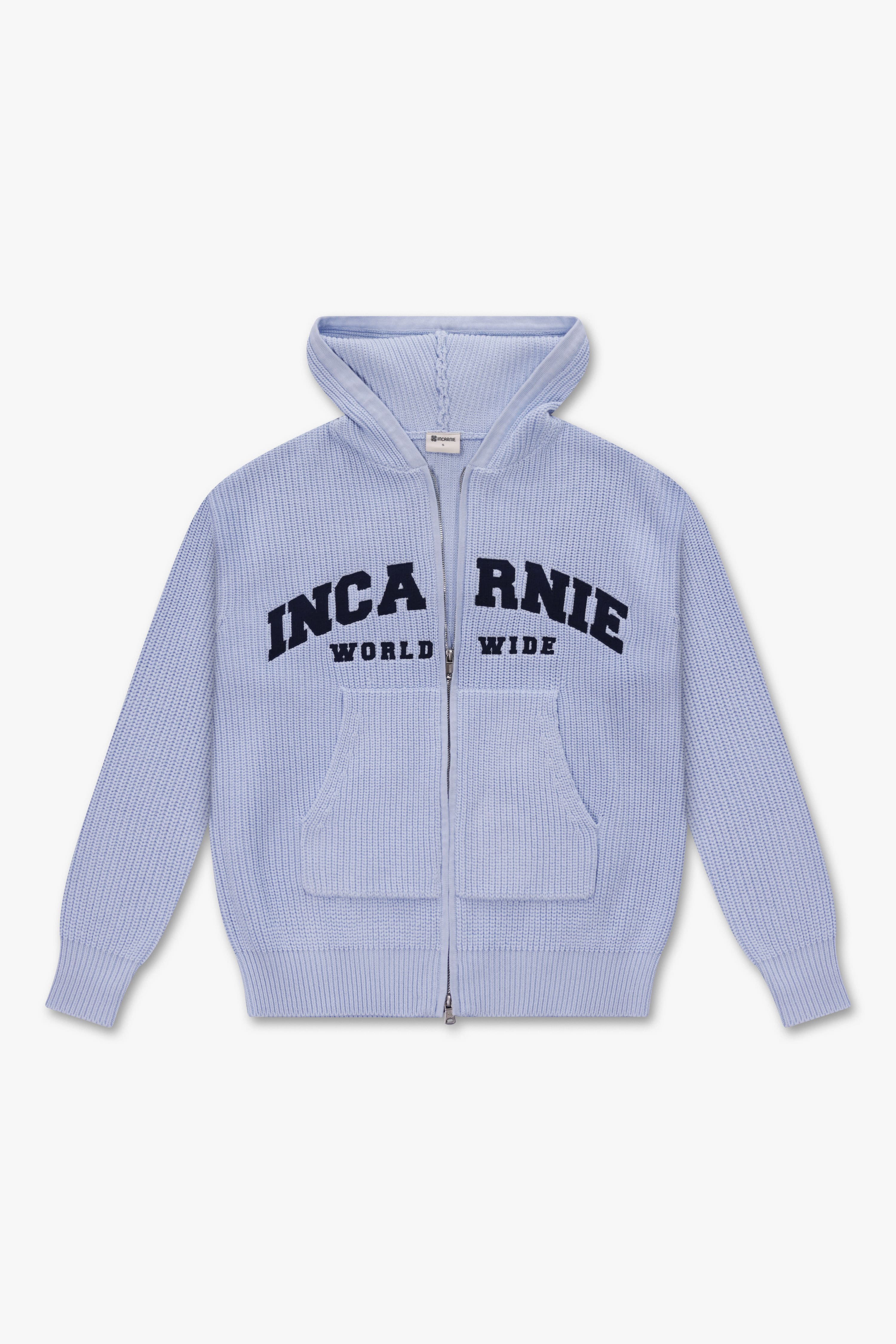 WORLDWIDE HEAVYWEIGHT KNIT HOODIE - BABY BLUE