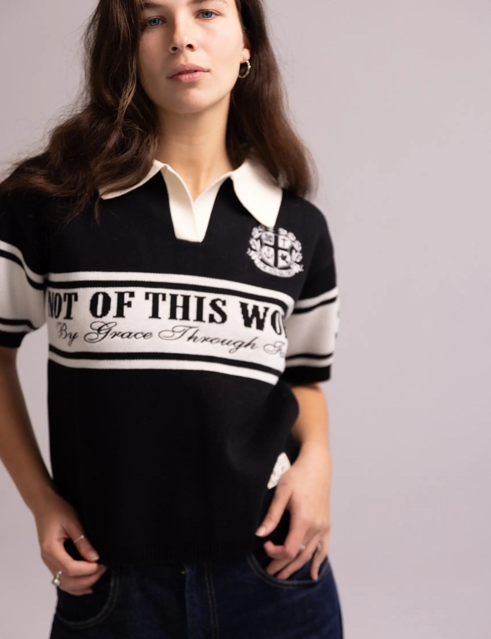 WOMEN’S “NOT OF THIS WORLD” HEAVYWEIGHT KNIT POLO Incarnie