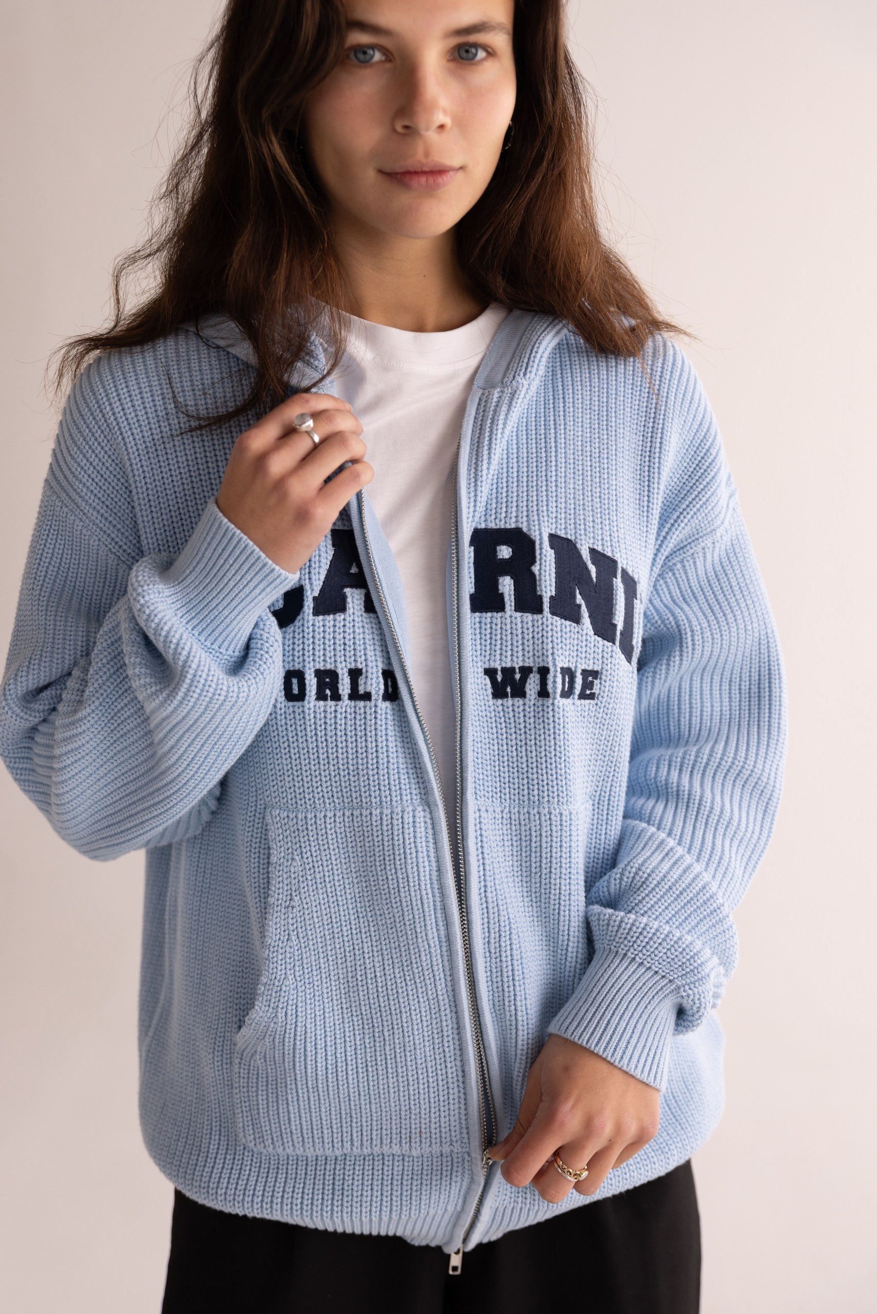 WORLDWIDE HEAVYWEIGHT KNIT HOODIE - BABY BLUE