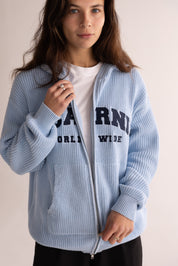 WORLDWIDE HEAVYWEIGHT KNIT HOODIE - BABY BLUE