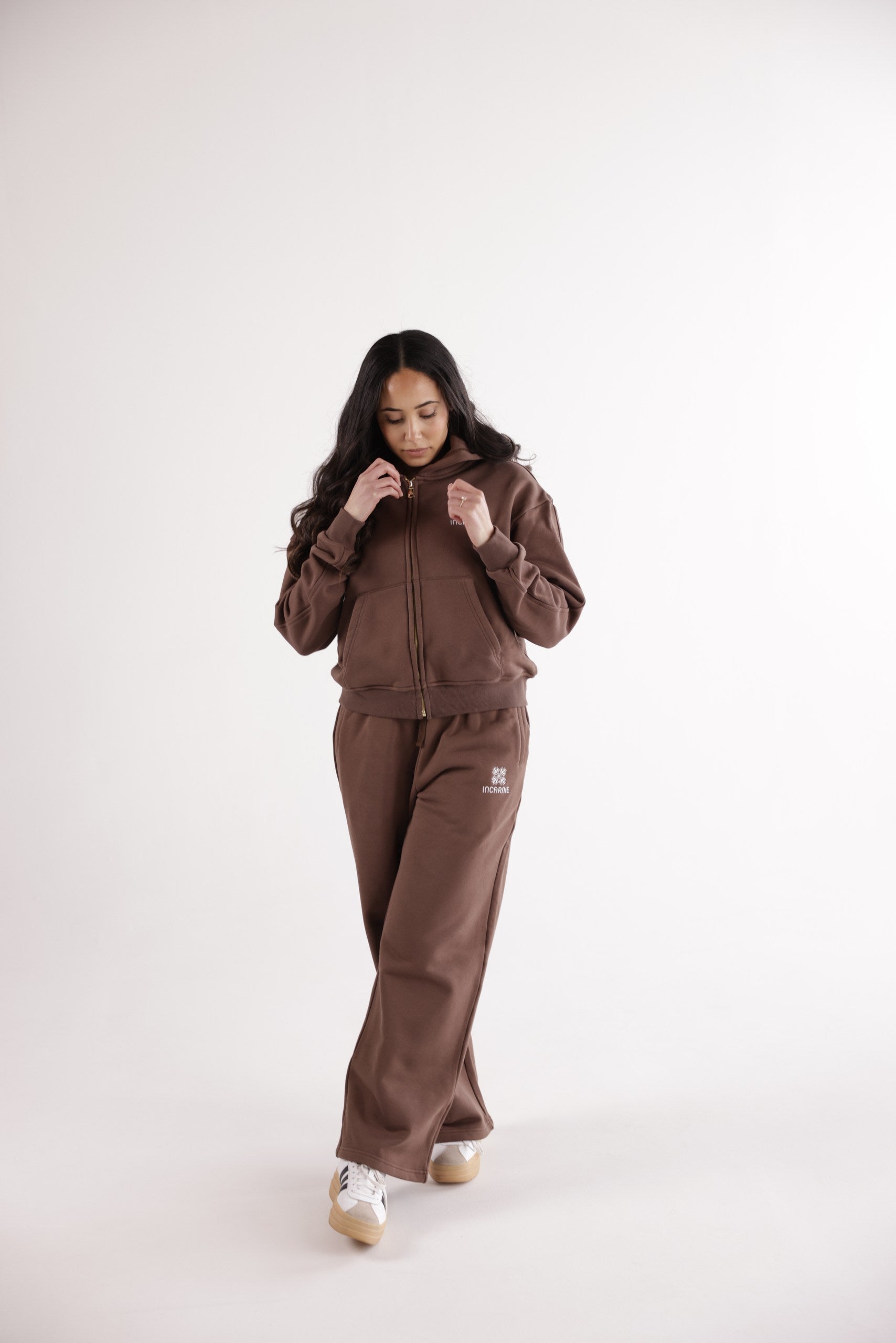 WOMEN'S EMBLEM WIDE LEG JOGGERS – COCOA BROWN