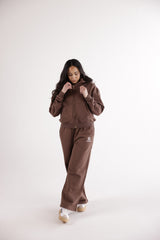 WOMEN'S EMBLEM WIDE LEG JOGGERS – COCOA BROWN