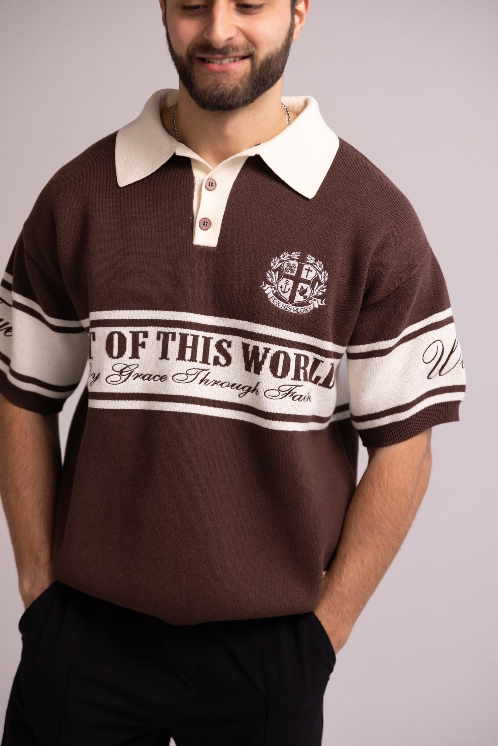 MEN’S “NOT OF THIS WORLD” HEAVYWEIGHT KNIT POLO