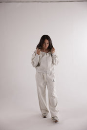 WOMEN'S EMBLEM ZIP HOODIE – GREIGE