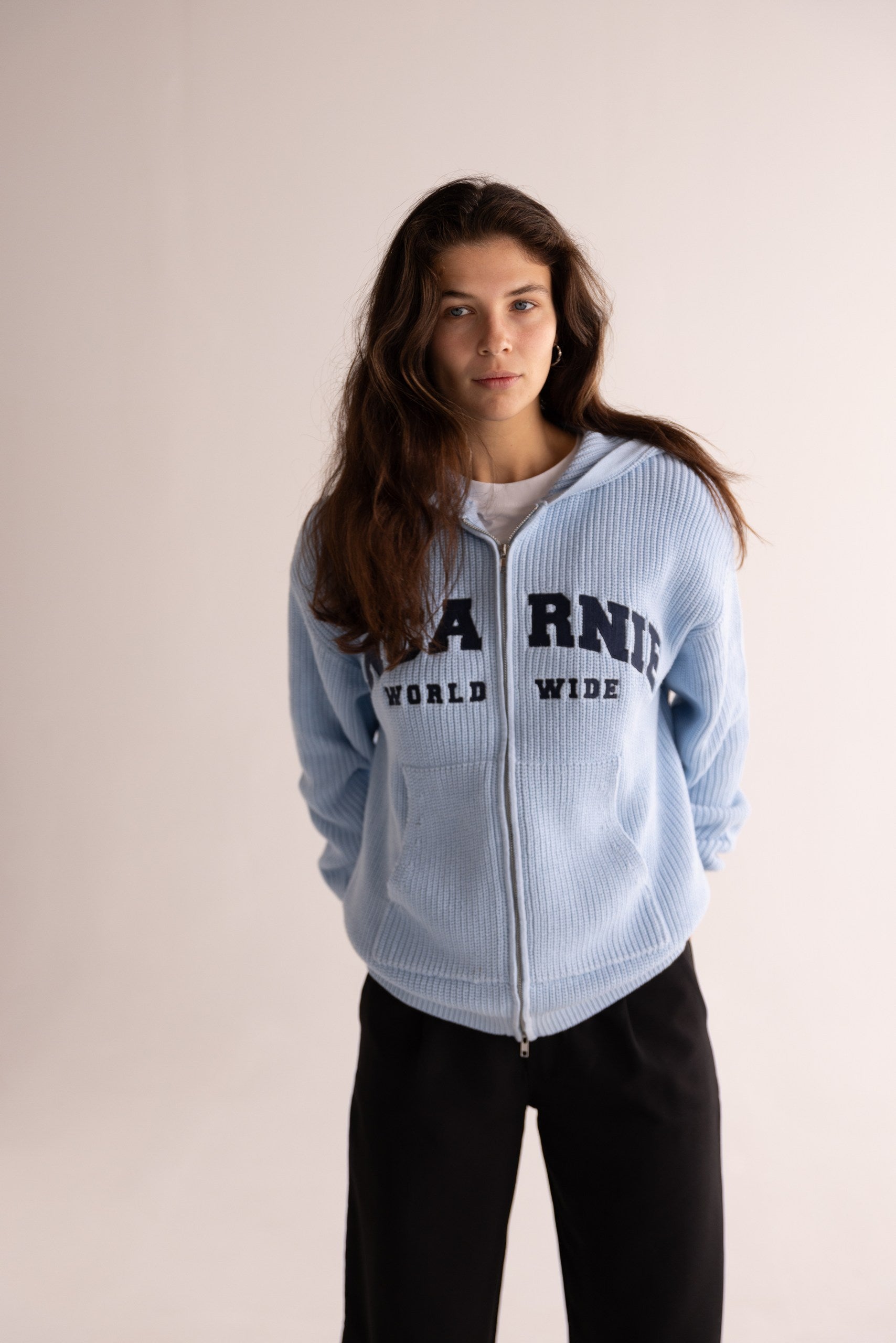 WORLDWIDE HEAVYWEIGHT KNIT HOODIE - BABY BLUE