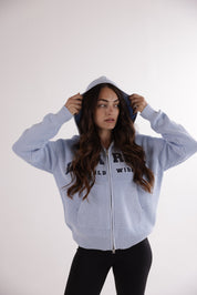 WORLDWIDE HEAVYWEIGHT KNIT HOODIE - BABY BLUE