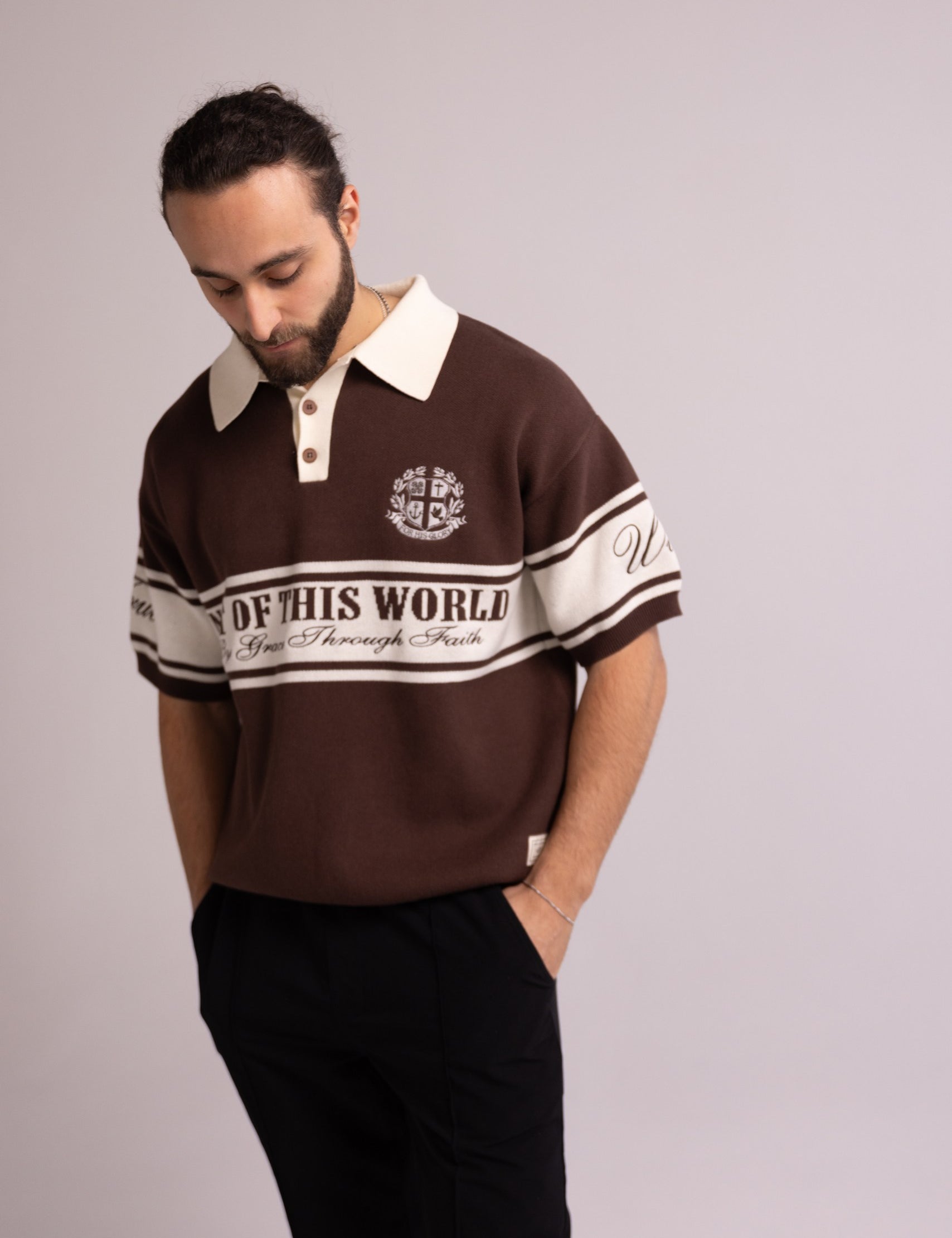 MEN’S “NOT OF THIS WORLD” HEAVYWEIGHT KNIT POLO