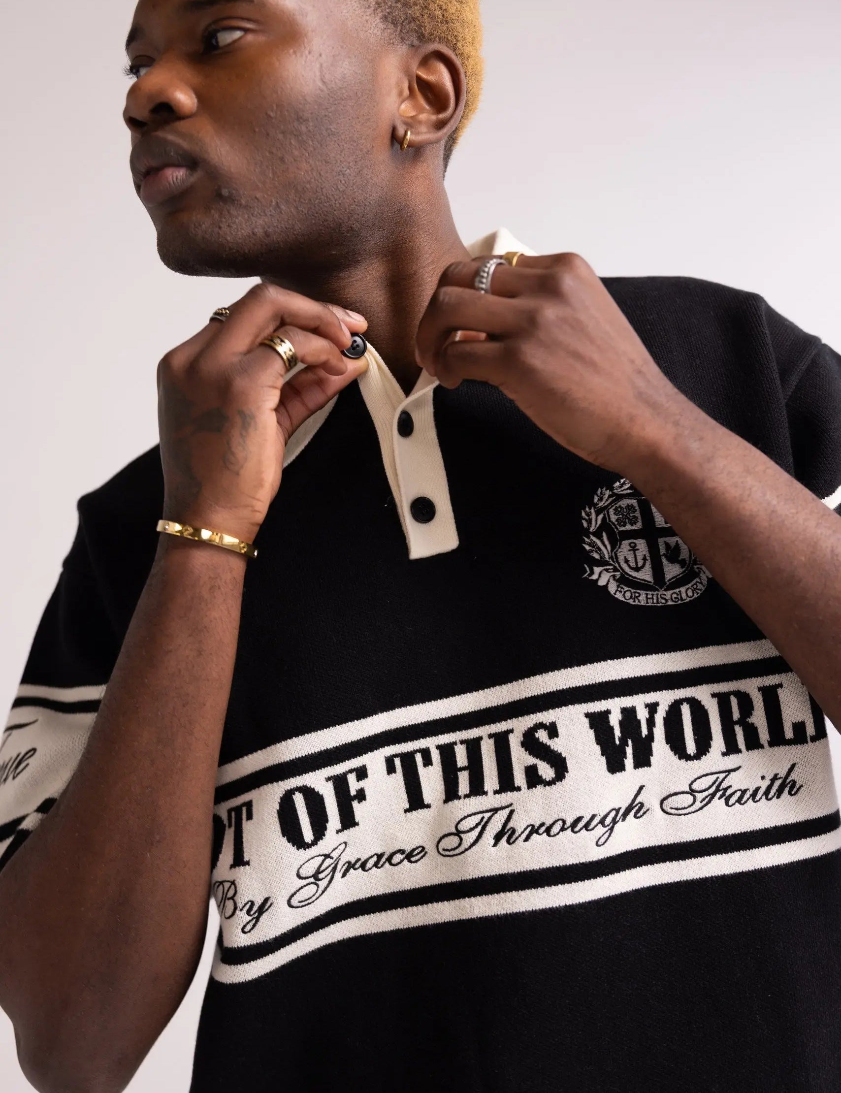 MEN’S “NOT OF THIS WORLD” HEAVYWEIGHT KNIT POLO Incarnie