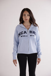 WORLDWIDE HEAVYWEIGHT KNIT HOODIE - BABY BLUE