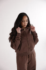 WOMEN'S EMBLEM ZIP HOODIE – COCOA BROWN
