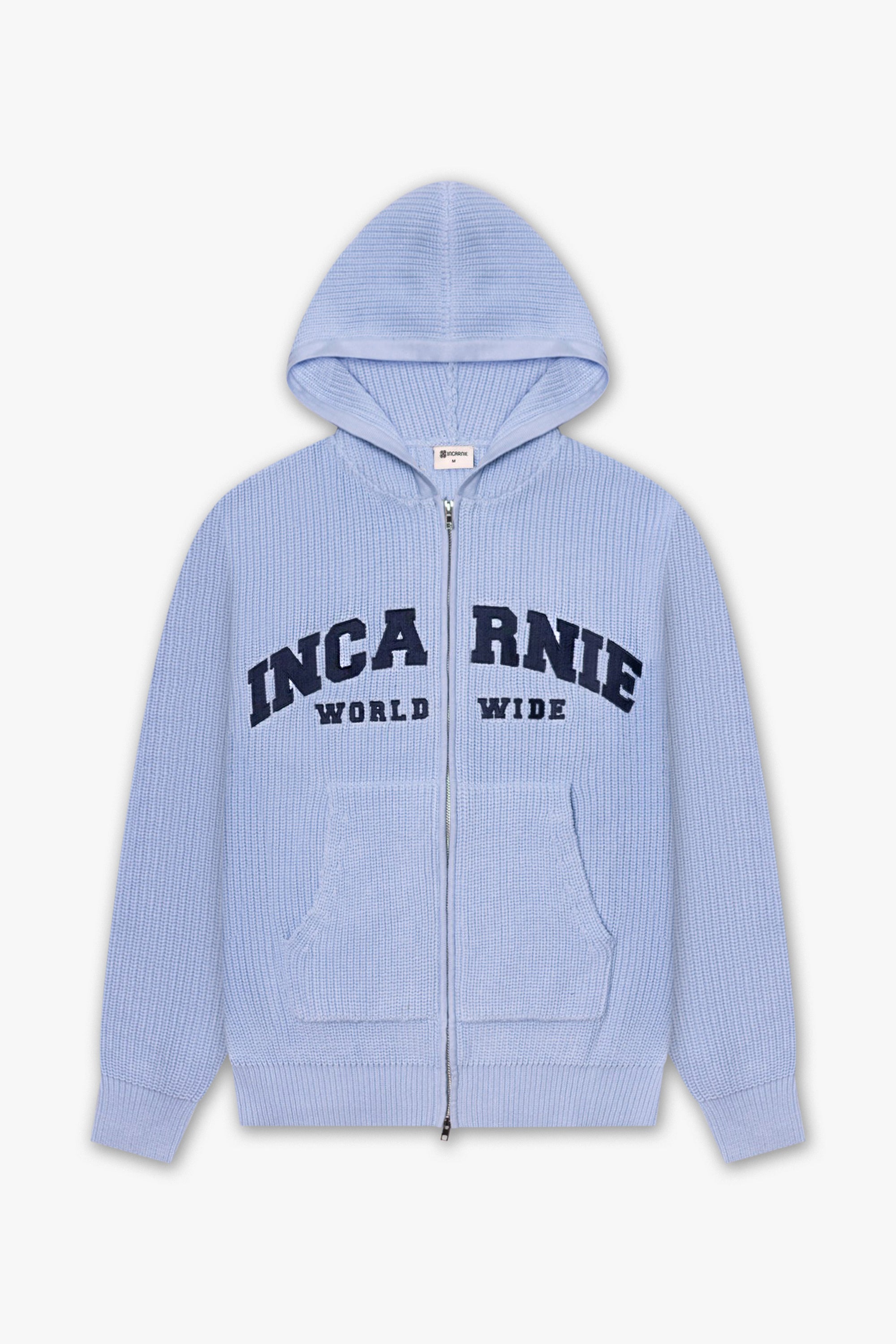 WORLDWIDE HEAVYWEIGHT KNIT HOODIE - BABY BLUE