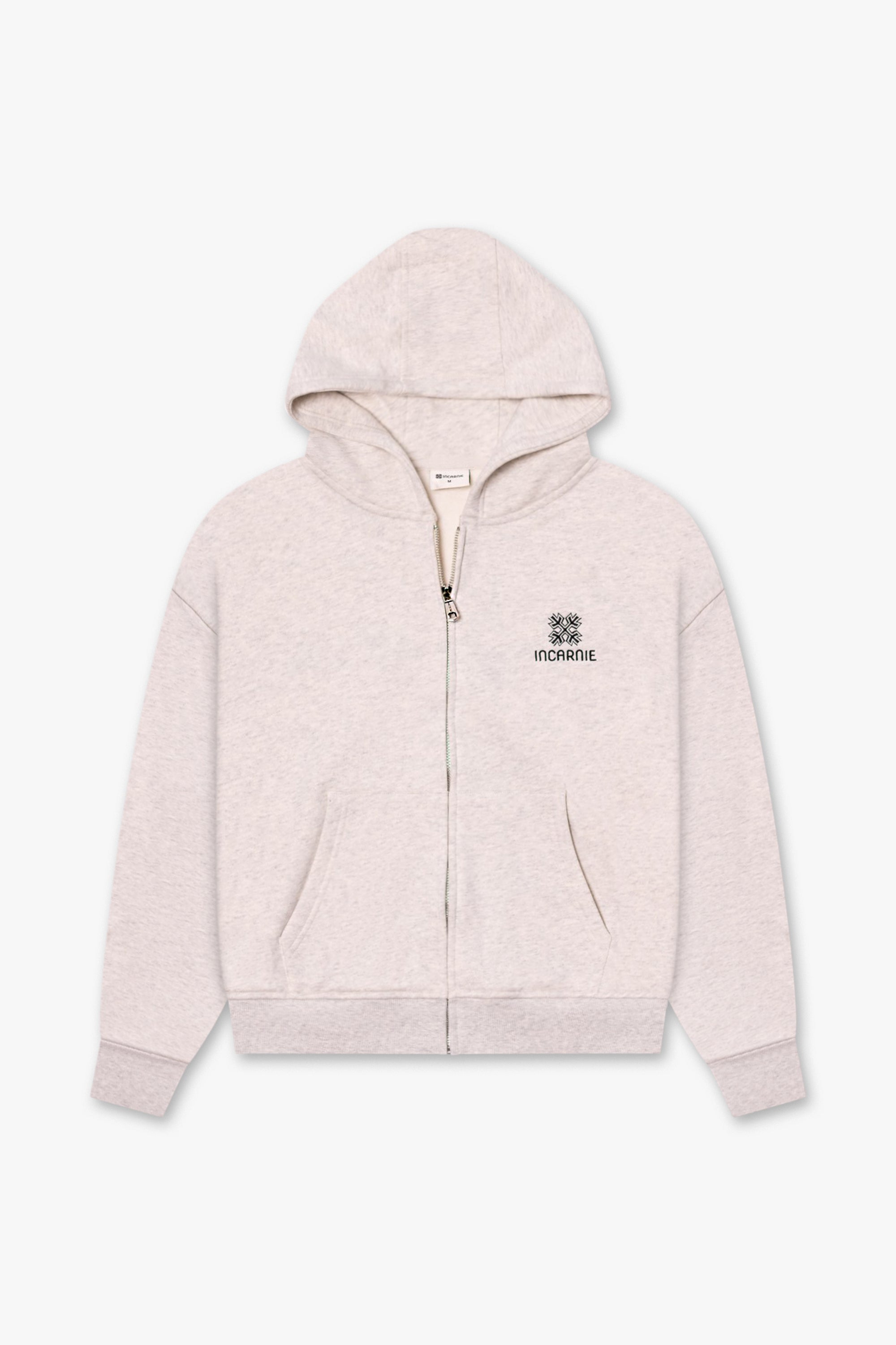 WOMEN'S EMBLEM ZIP HOODIE – GREIGE