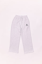 Light gray sweatpants on a white background with logo