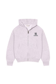 Herren-Kapuzenpullover mit Emblem und Reißverschluss – Grau meliert