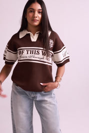 DAMEN HEAVYWEIGHT STRICKPOLOSHIRT „NOT OF THIS WORLD“