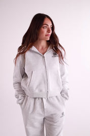 WOMEN'S EMBLEM ZIP HOODIE – GREY MARL